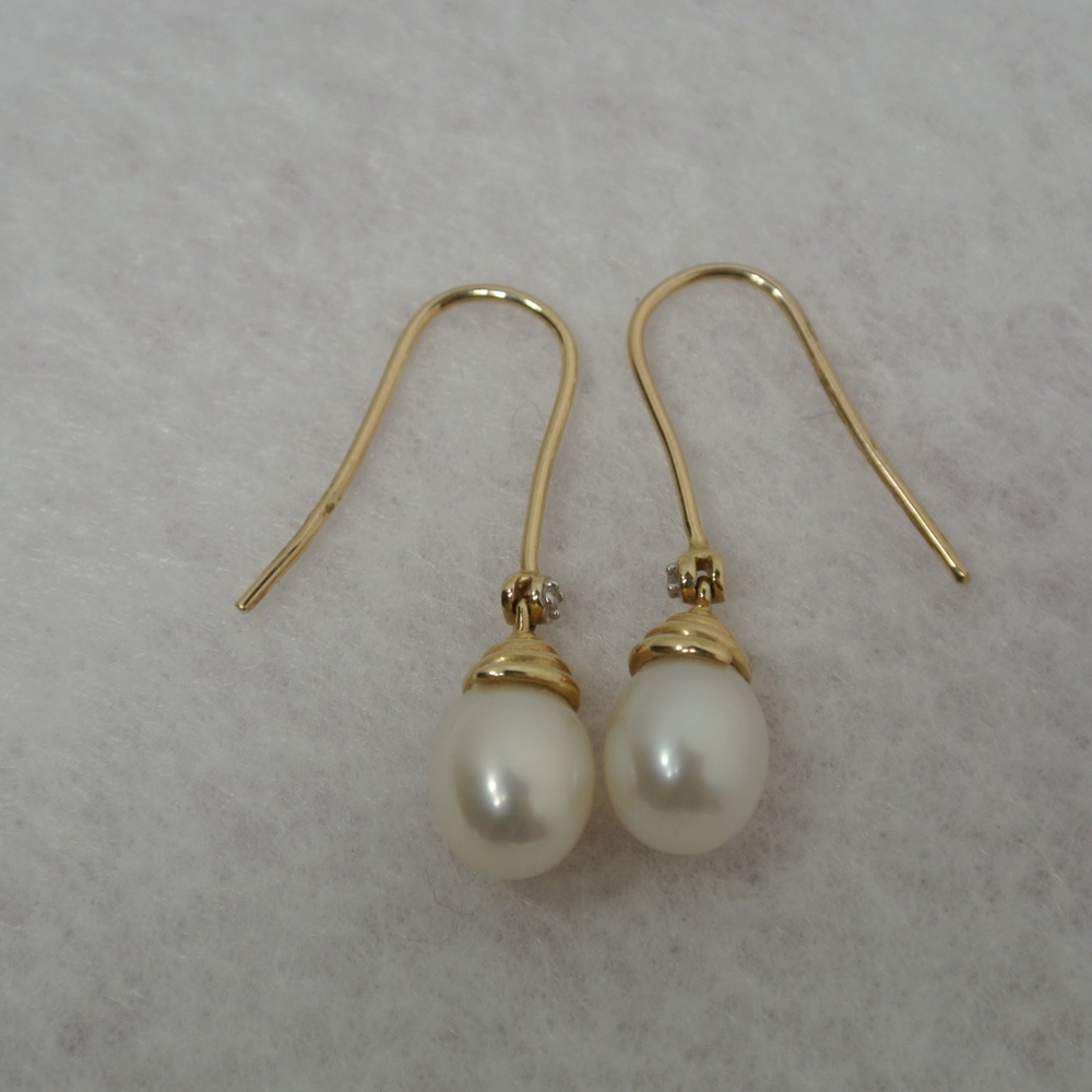 10k Cultured Pearl & Diamond Accent Earrings